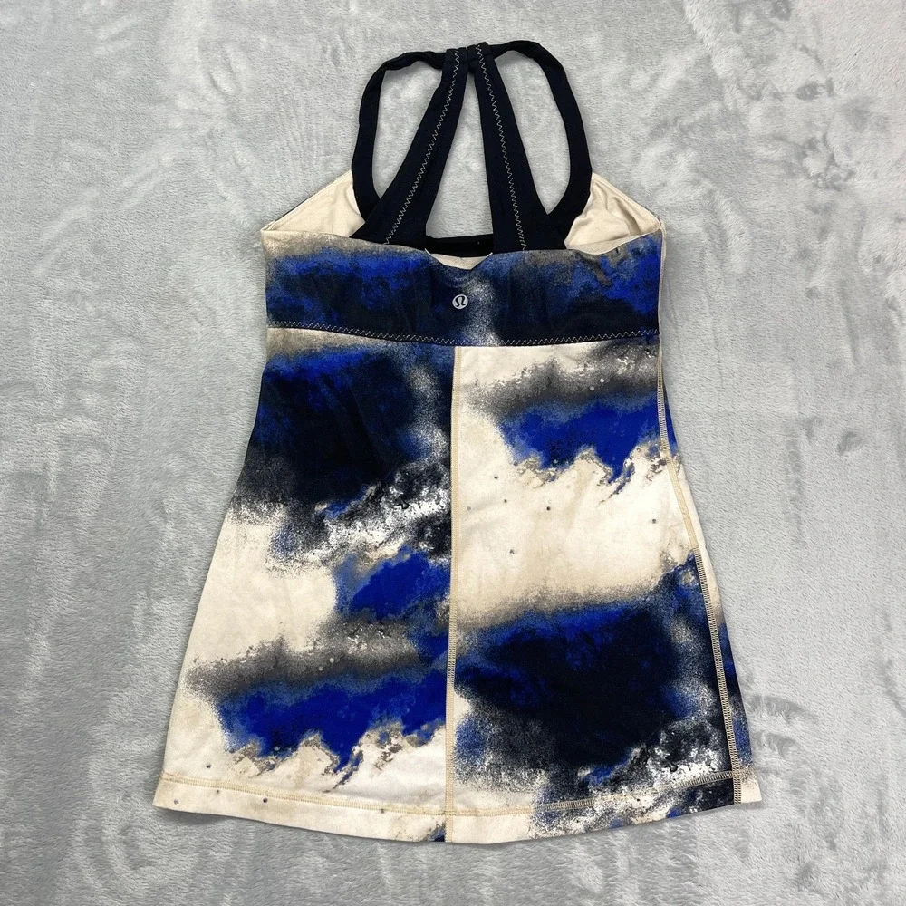 Lululemon Tank Top Womens XS Multi Shelf Bra Milky Way Fitness Scoop Me Up Crop‎